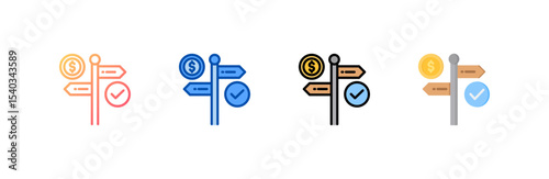 Financial Guide icon set multiple style collection