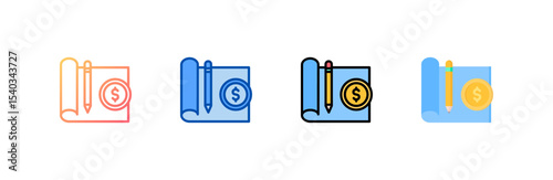 Blueprint icon set multiple style collection