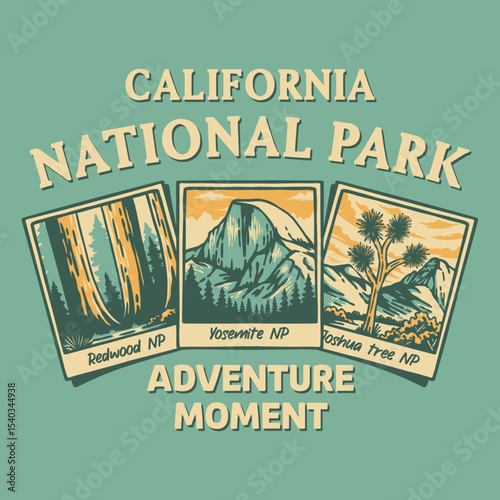 vintage California National park for merchandise design 
