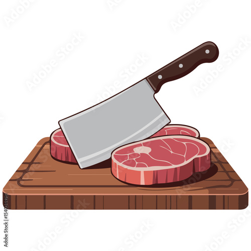 Cleaver butcher knife meat vector isolated white background