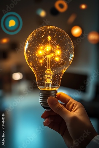 Glowing lightbulb, innovation, idea, technology concept