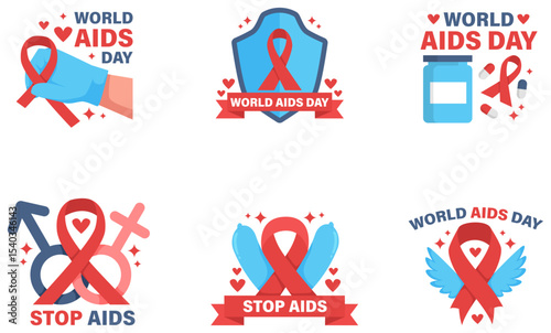 World AIDS Day Awareness Ribbon Icons and Graphics