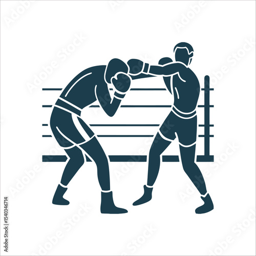 Boxing Match: Defensive Ducking Silhouette Illustration Bob and Weave A defensive ducking movement