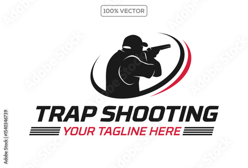 Trap shooting logo design vector illustration template icon