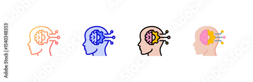Cognitive icon set multiple style collection
