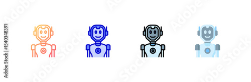 Humanoid icon set multiple style collection