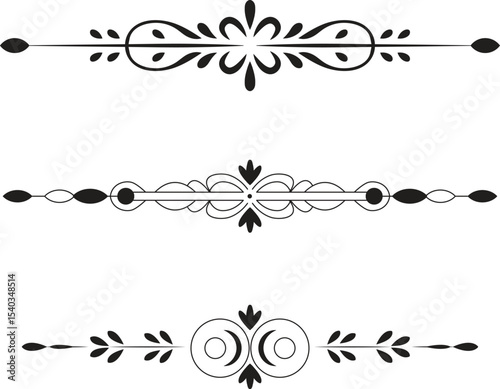 Elegant decorative dividers for design elements. Set of Vintage decorative divider. Vector set of ornate patterns for invitations, certificates, documents.