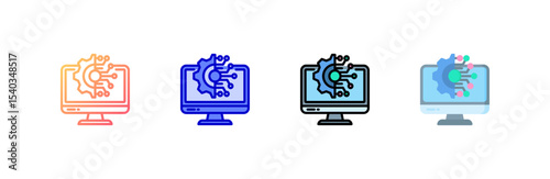 It icon set multiple style collection