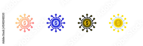 Currency icon set multiple style collection