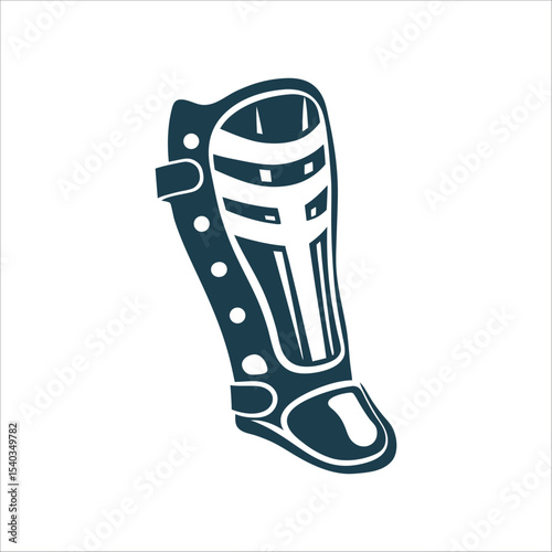 Isolated Soccer Shin Guard Protection Icon Soccer Shin Guard A single contoured guard with strap outlines