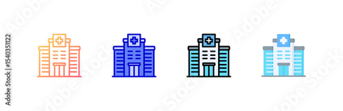 Hospital icon set multiple style collection