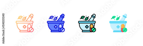 Pestle icon set multiple style collection