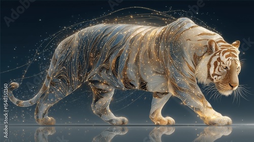 Zodiac Constellation Forming Tiger Shape for Planetarium Display