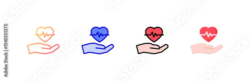Heart Rate icon set multiple style collection