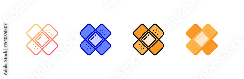 Band Aid icon set multiple style collection