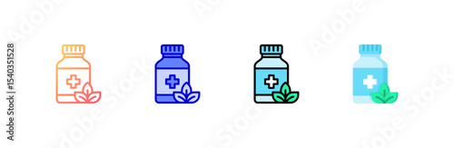 Herbal Medicine icon set multiple style collection