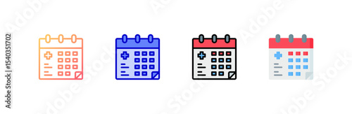 Calendar icon set multiple style collection
