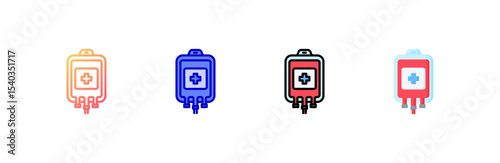 Blood Bag icon set multiple style collection