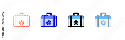 First Aid Kit icon set multiple style collection