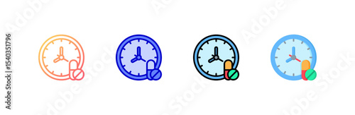 Clock icon set multiple style collection
