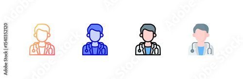 Doctor icon set multiple style collection