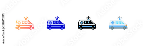 Ambulance icon set multiple style collection