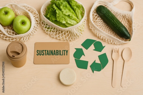 Sustainable Living Concept with Eco-Friendly Items
