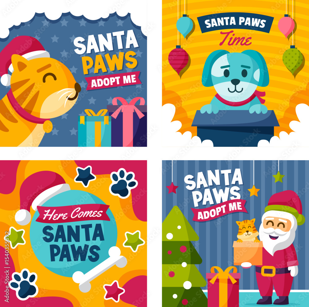 Fototapeta premium Adopt a Pet This Christmas Santa Paws Adoption Campaign
