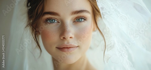 Bridal portrait with soft lighting and elegant veil.
