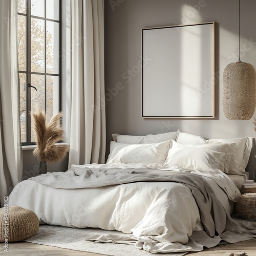 Cozy, minimalist bedroom with natural light and soft textiles.