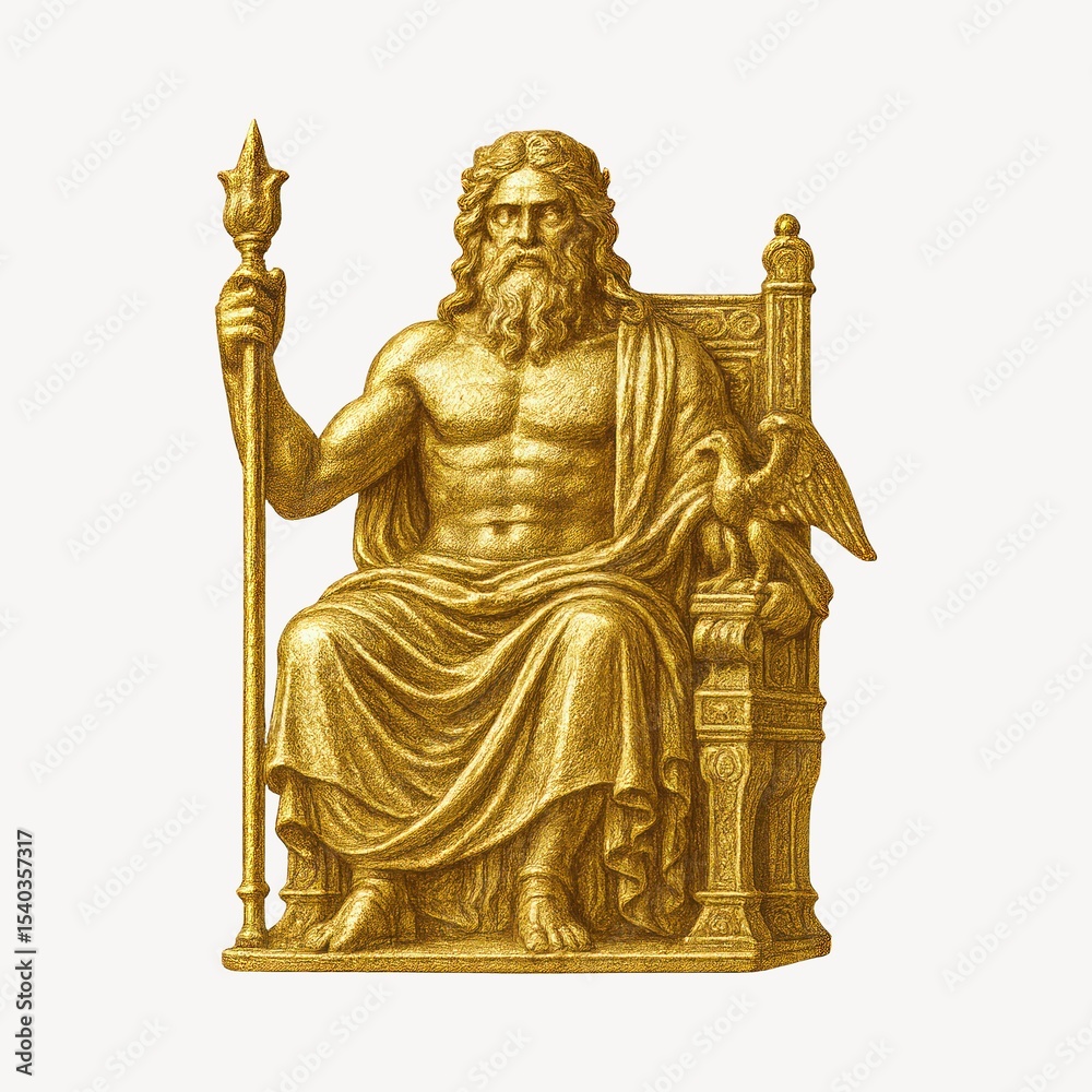 Fototapeta premium Golden Zeus statue illustration