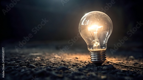 light bulb on black background