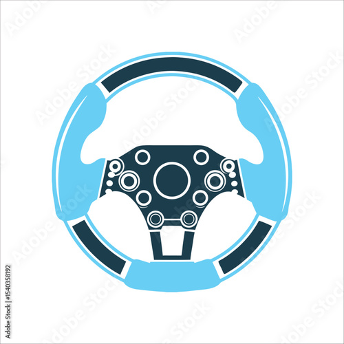 Modern F1 Steering Wheel Icon Vector Illustration Steering Wheel F1 style wheel with grips