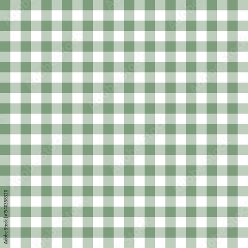 Moss green gingham seamless pattern with traditional square checks