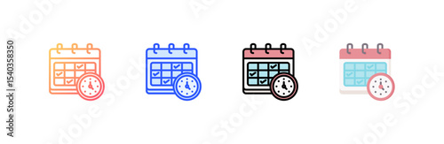 Schedule icon set multiple style collection