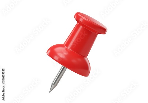 Isolated Red Push Pin with Silver Needle
