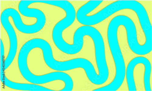 The abstract background features a 3D style thick curved line pattern in yellow and green colors, creating a dynamic, modern and futuristic impression, perfect for creative design elements.