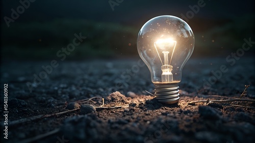 light bulb on black background