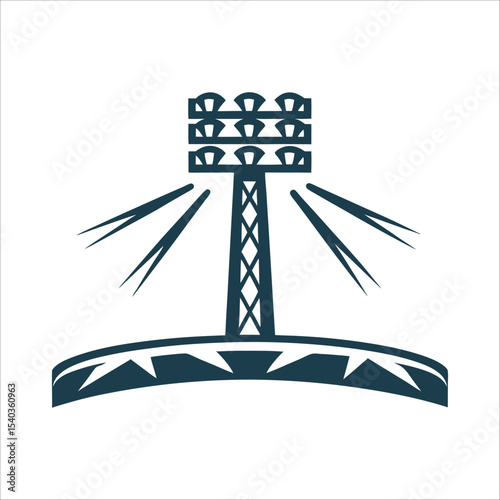 Stadium Floodlight Tower Icon with Beams Stadium Floodlights Tower with beams