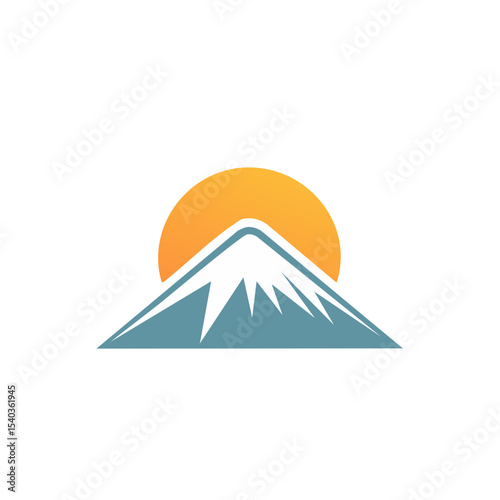 Mountain peak against sunset illustration scenic nature background creative graphic design element vector flat style outdoor adventure travel tourism