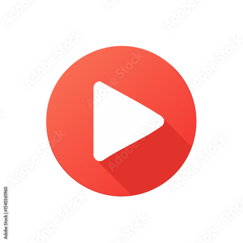 Bright Red Play Button Symbol Media Player Icon Graphic Design Element