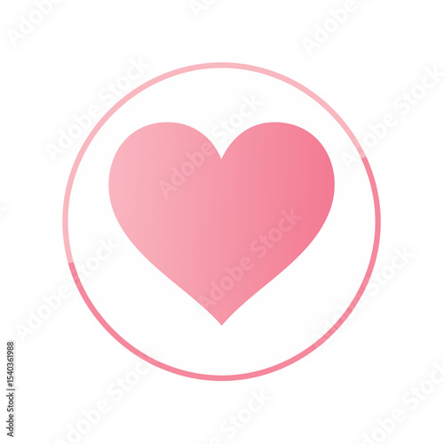 Pink Heart Shape Within White Circle Against Dark Background  Modern Graphic Icon