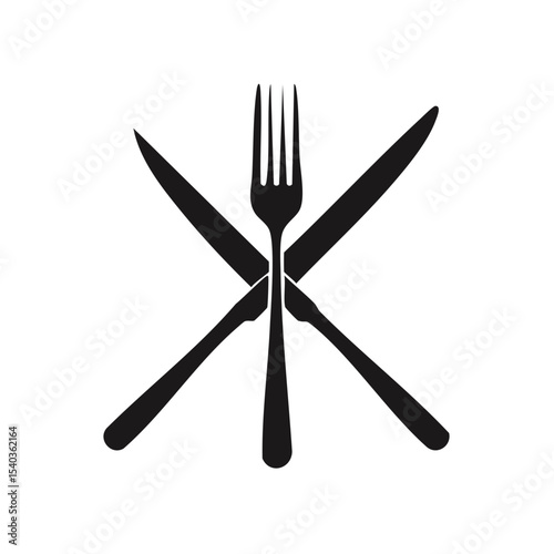 Minimalist Food Icon with Fork and Knives on Dark Background Restaurant or Kitchen Theme