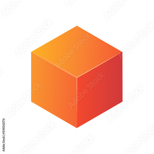 Isometric Orange Gradient Cube on Black Background for Design Elements