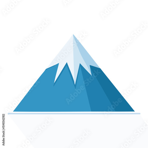 Snowy Mountain Peak Graphic Illustration with Geometric Shapes and Blue Tones on Black Background