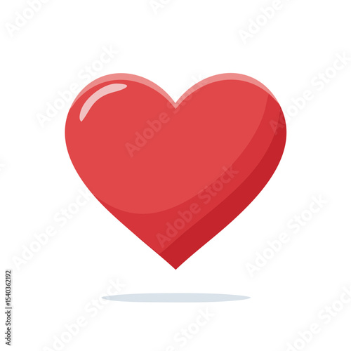 Red Heart Illustration, Romantic Love Symbol, Valentine's Day Icon on Black Background