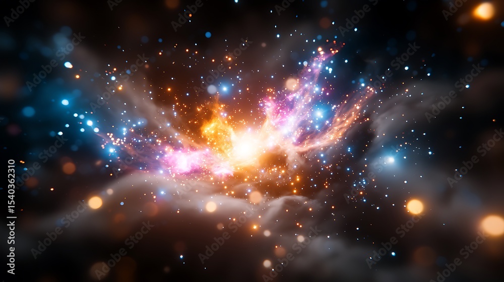 Fototapeta premium Cosmic Whirlpool with Vibrant Stars and Nebula in Deep Space with Luminous Clouds and Mysterious Night Sky Backdrop