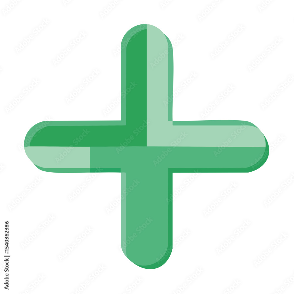 Fototapeta premium Green Plus Sign Illustration in Minimalist Style Simple Addition Symbol Concept