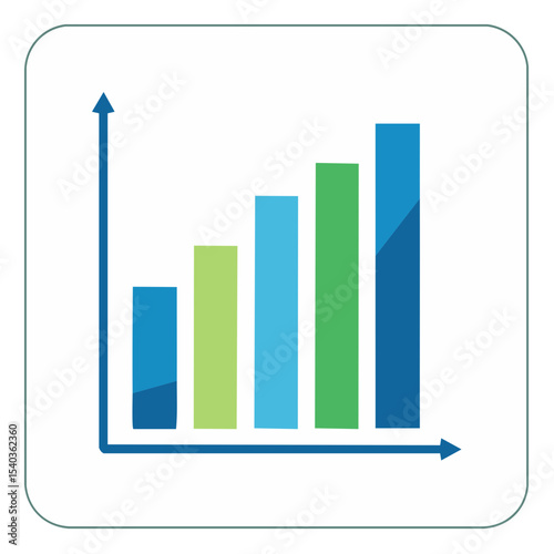 Colorful Bar Chart Showing Growth and Upward Trend for Financial Business Presentation or Infographic Data Analysis and Visualization