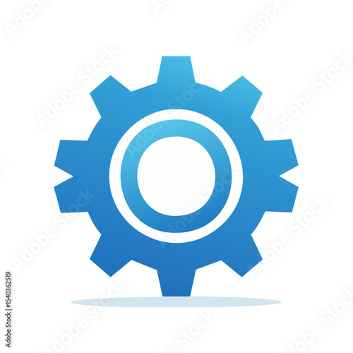 Blue gear icon with white center on black background for settings automation industry engineering system design graphic